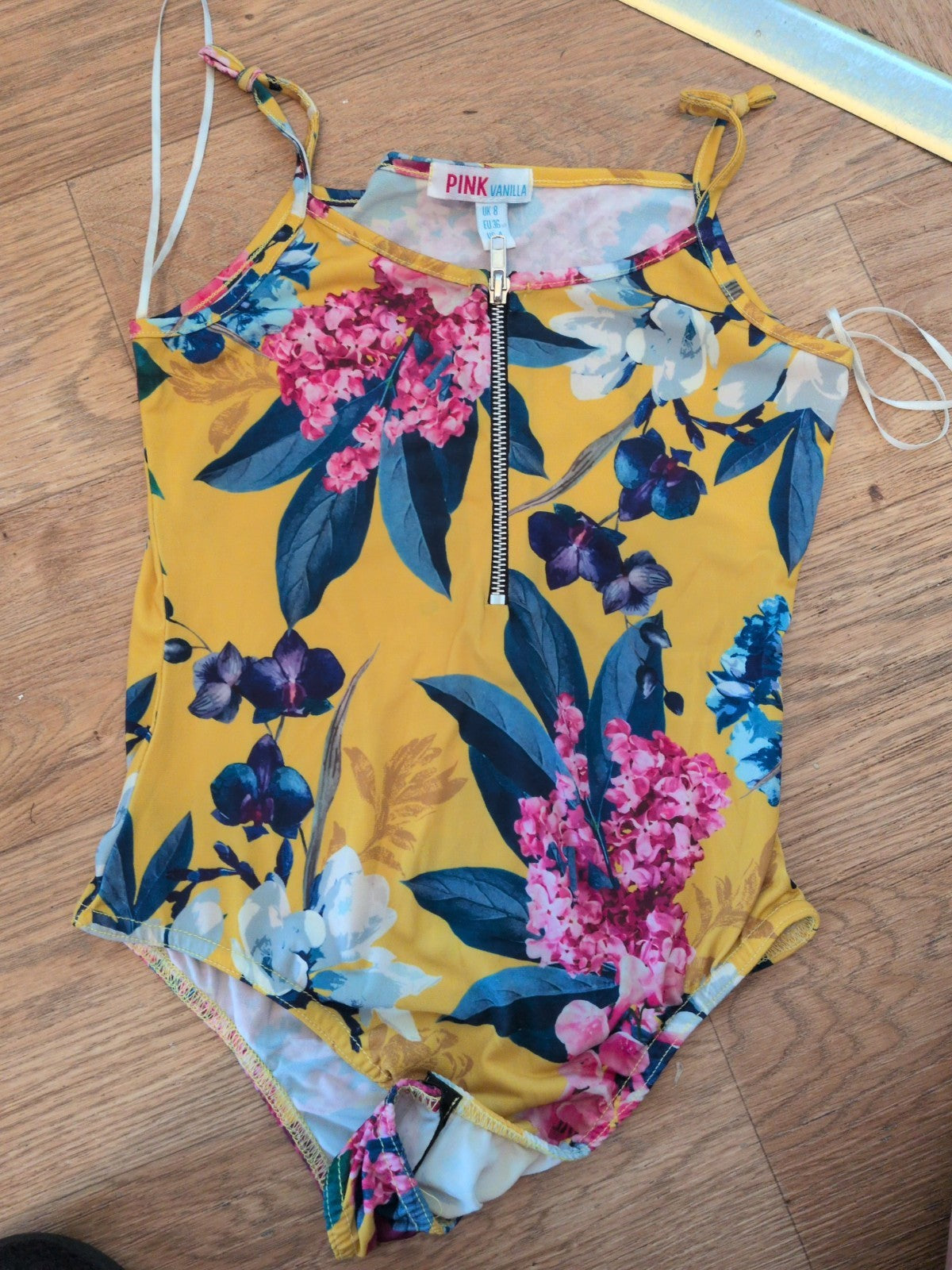 Pink Vanilla 8 Yellow Floral Sleeveless Swimming Costume