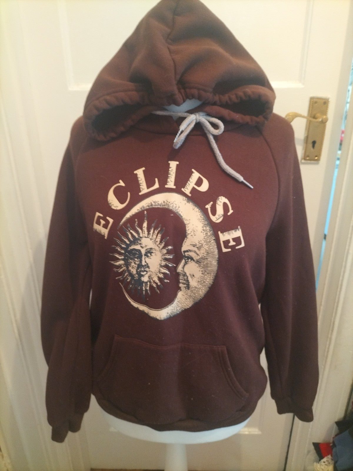 Ladies Shein Small Brown Print Pullover Hoodie