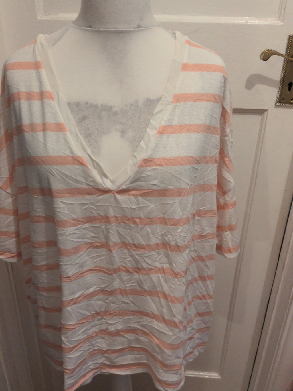 ASOS 26 Pink Stripe V Neck T-shirt