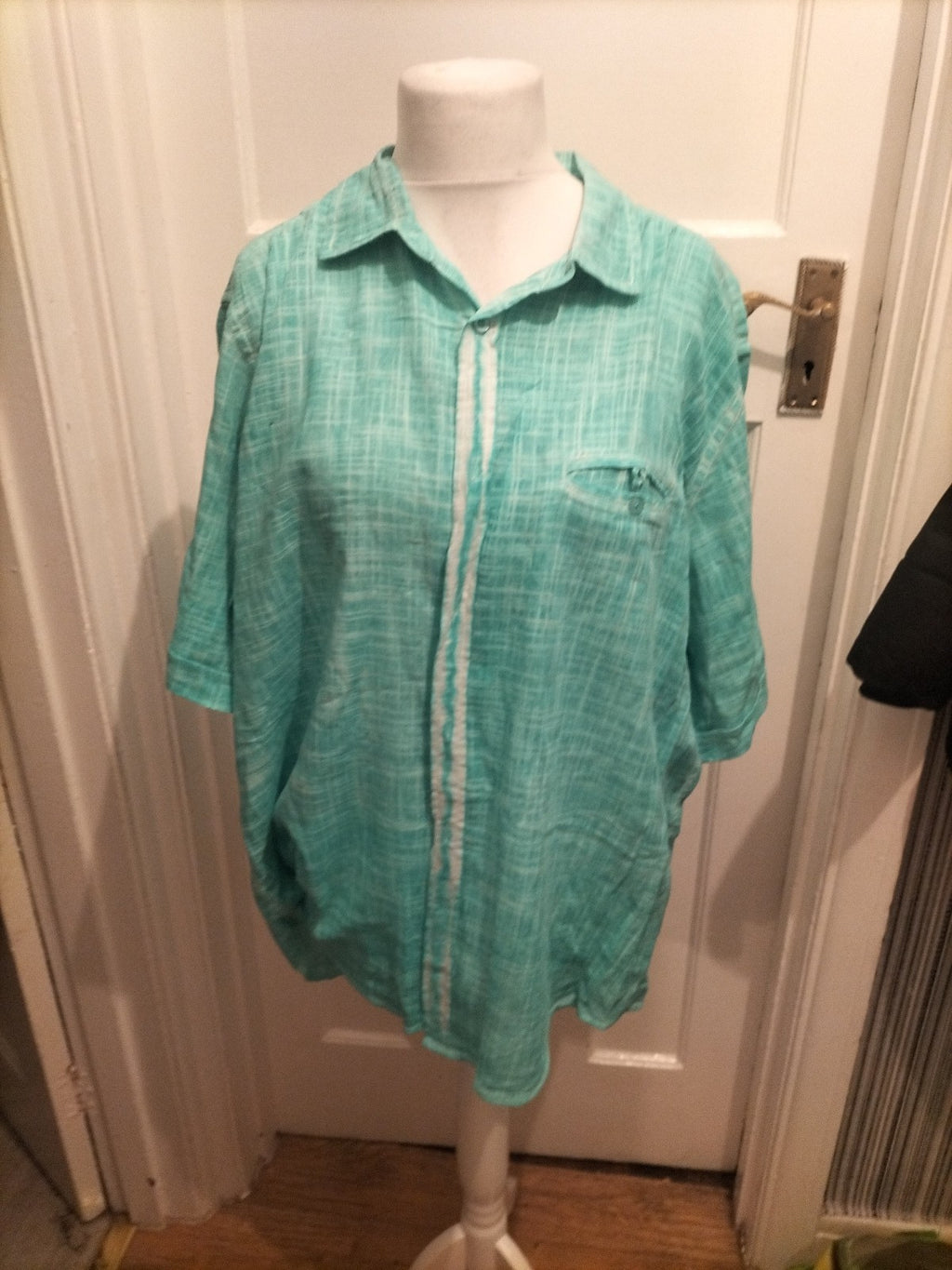 Mens Coral Marl Size 4XL Sea Green Short Sleeved Shirt