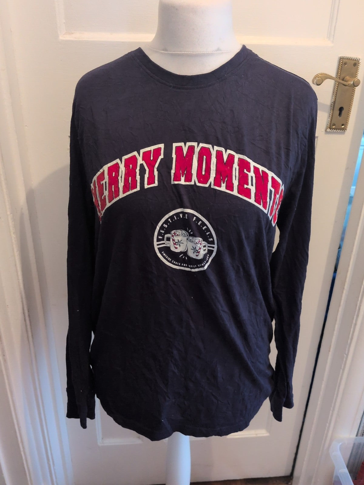 George Large Navy Merry Moments Long Sleeve Pyjama Top