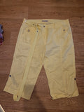 Ladies BHS Size 16 Yellow Cropped Trousers With Belt