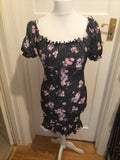 Ladies Select Size 12 Floral Elasticated Hem Short Sleeved Dress