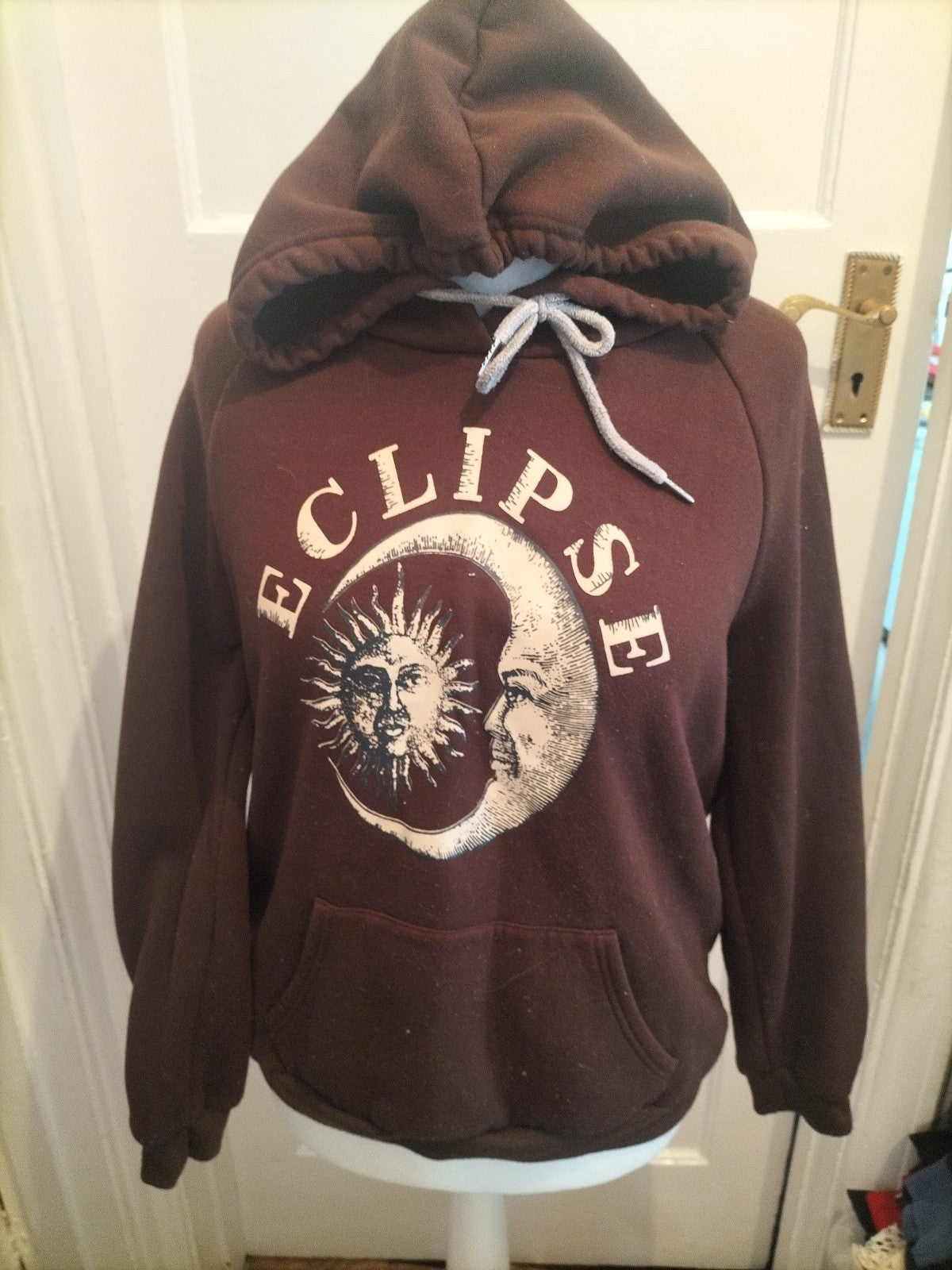 Ladies Shein Small Brown Print Pullover Hoodie