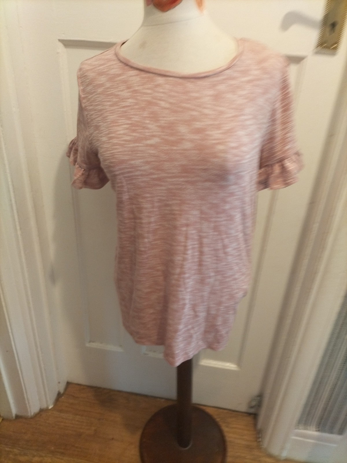 Ladies Papaya Size 10 Pink And White Striped Long Sleeve Top