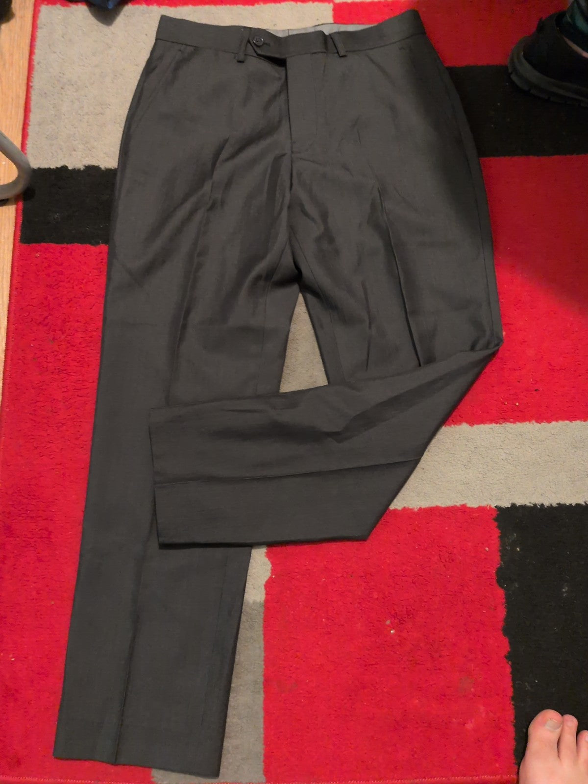 Mens F&F Size 30/29 Charcoal Smart Trousers