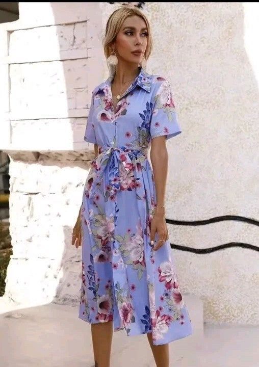 Brand new TorbayClothingCo Lilac Floral Short Sleeved A-line summer dress