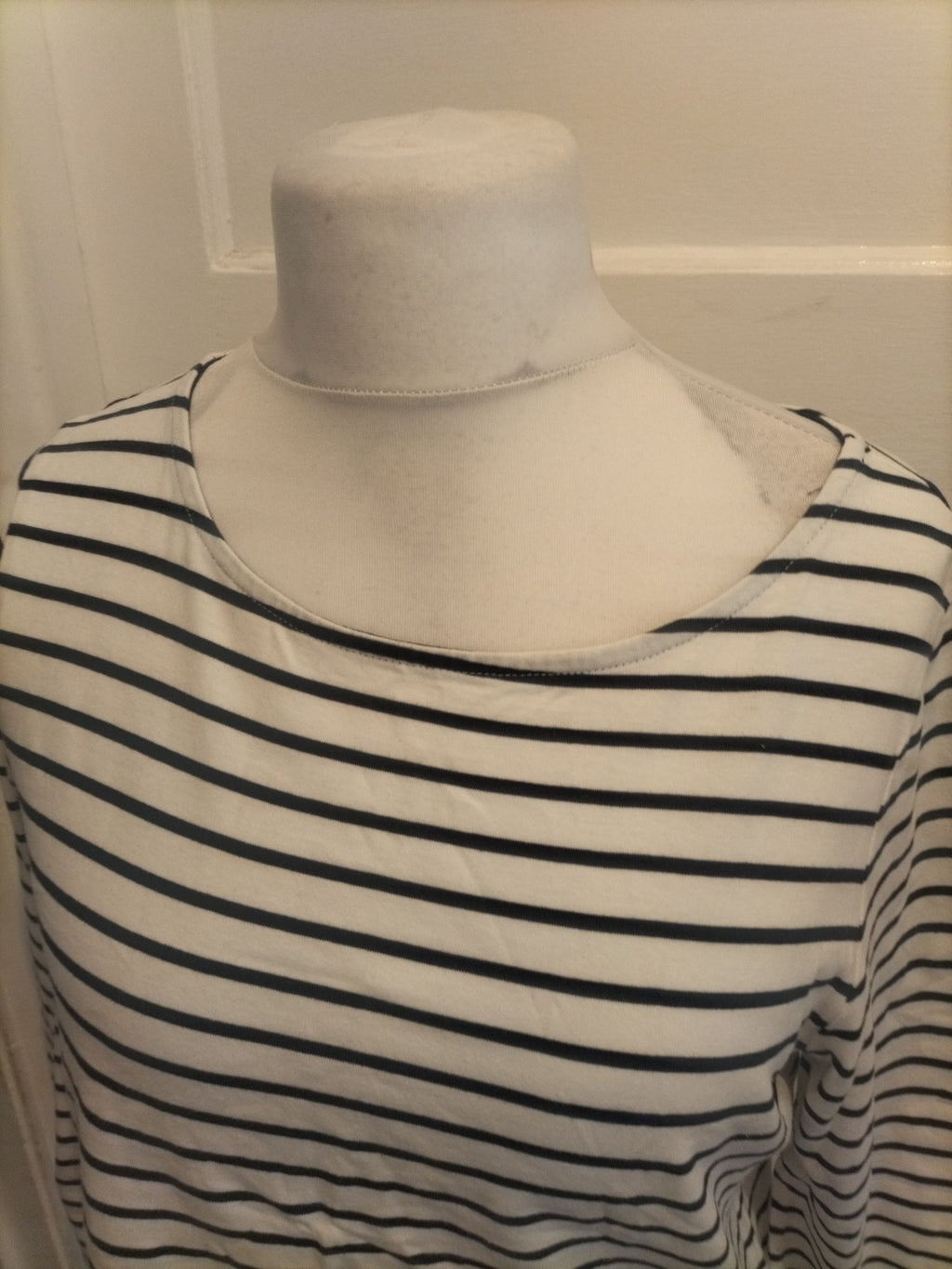 George 16 White Navy Stripe Long Sleeve T-shirt