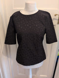 Tu 12 Black Half Sleeve Full Zip Back Blouse