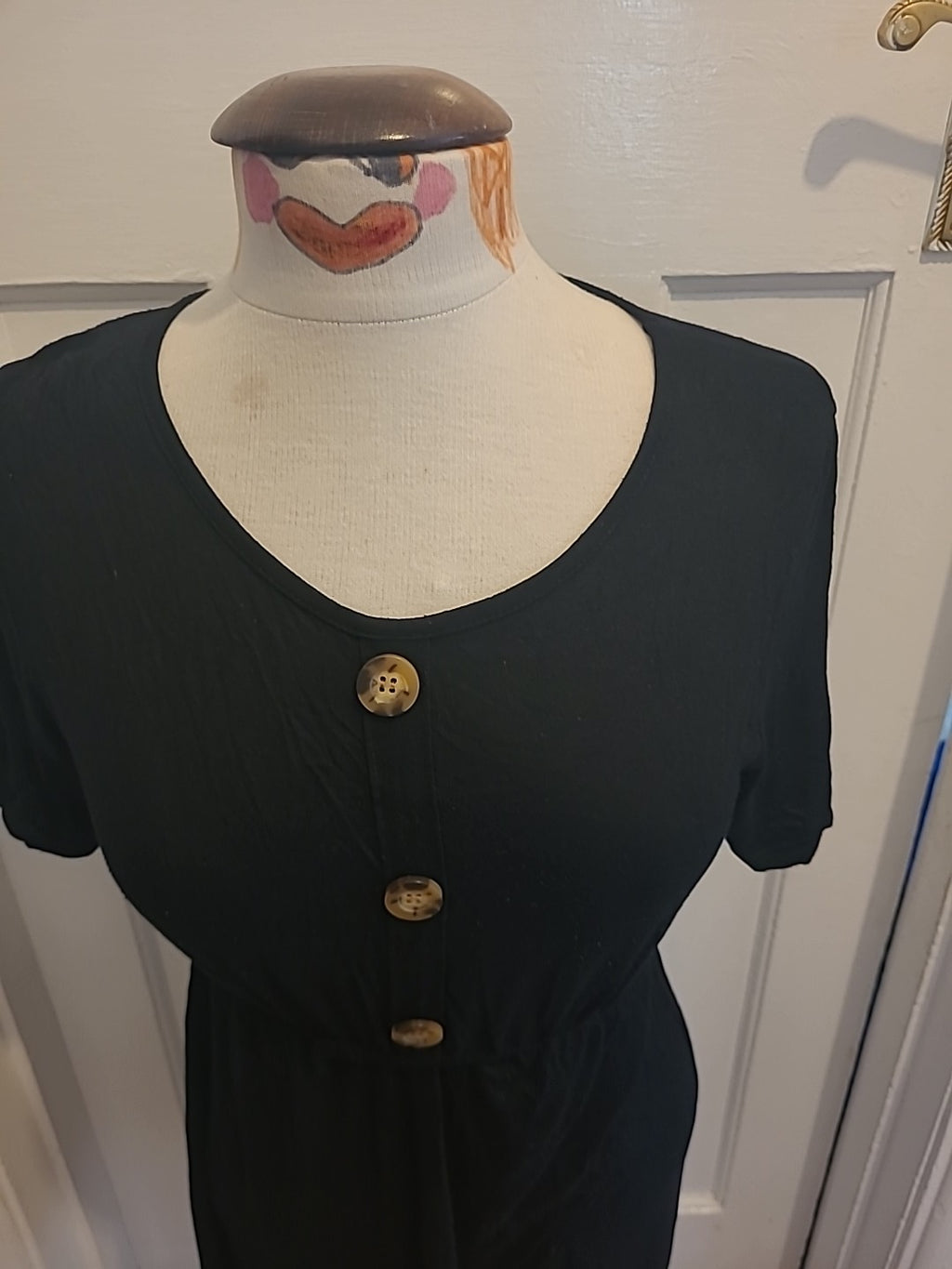 Ladies Boohoo Size 8 Black Short Sleeved Imitation Buttoned Dress