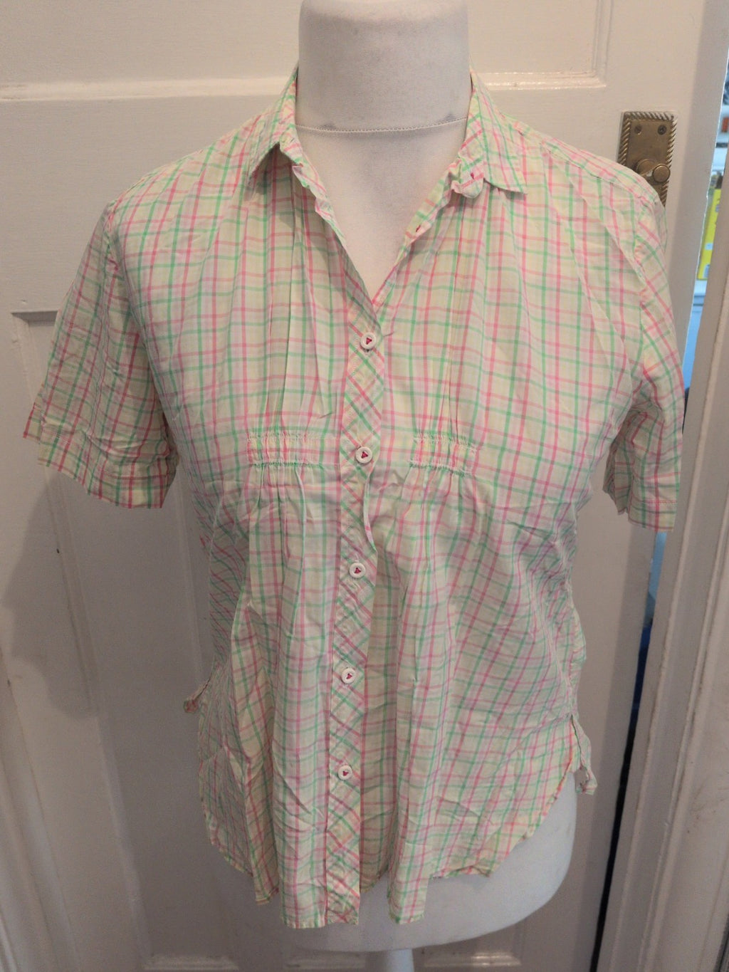 Gant 12 Multicoloured Check Short Sleeve Buttoned Collared Blouse