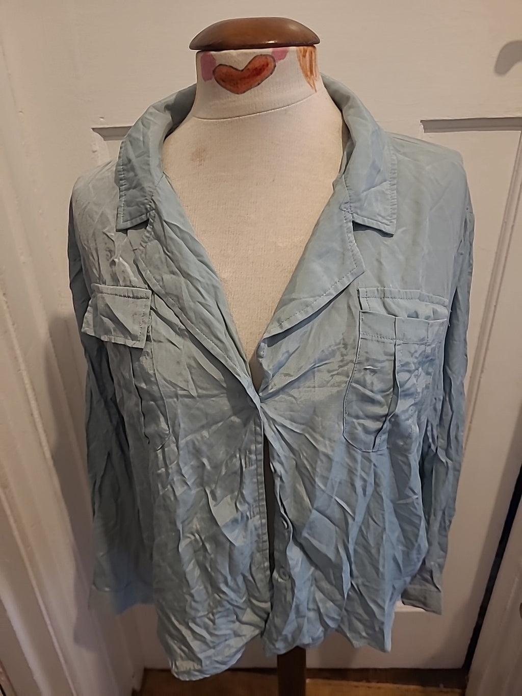 Ladies Boohoo Size 14 Turquoise Long Sleeve Blouse