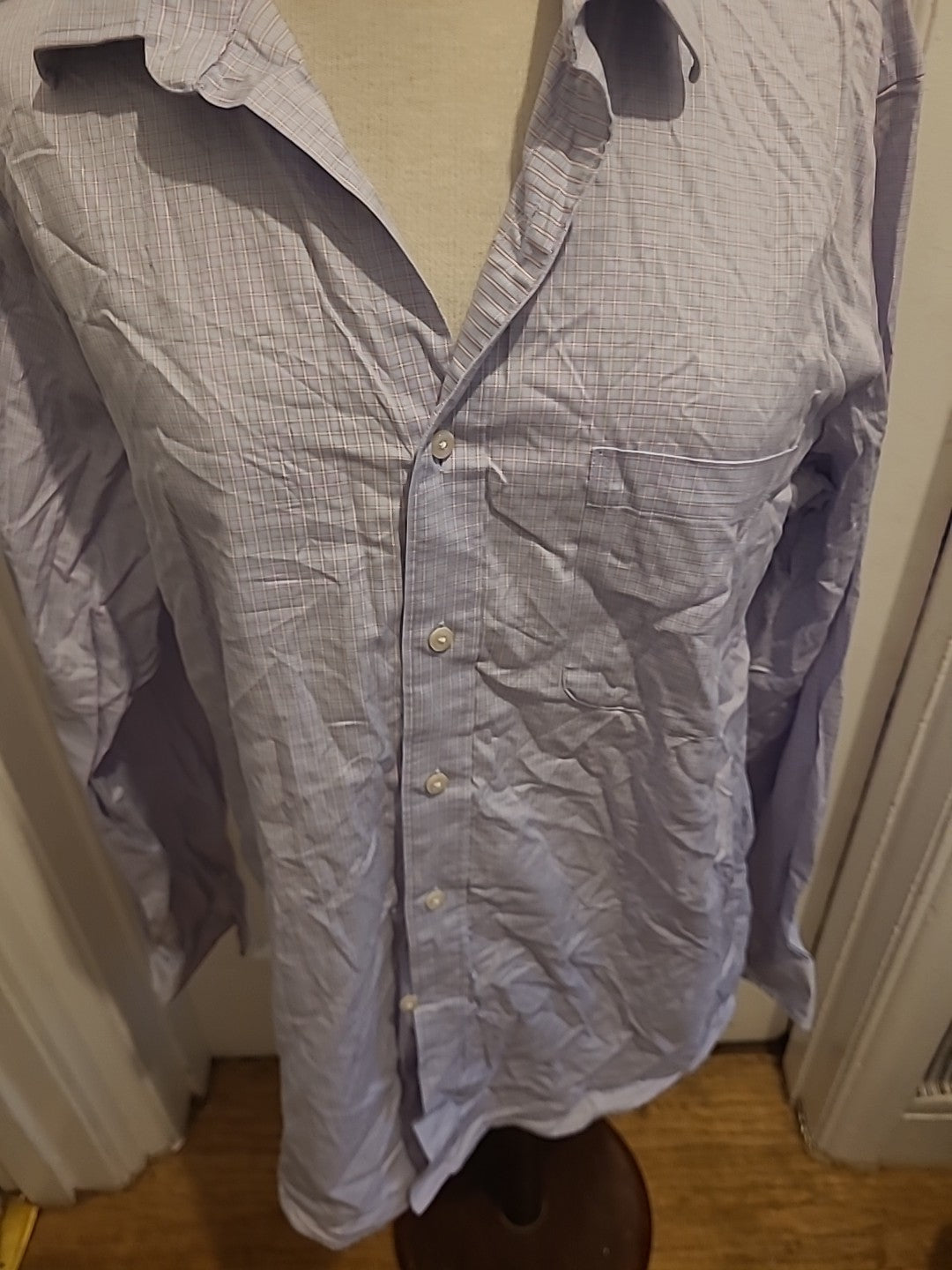 Mens Kirkland Size 16.5" Custom Fit Blue Red Check Long Sleeved Shirt