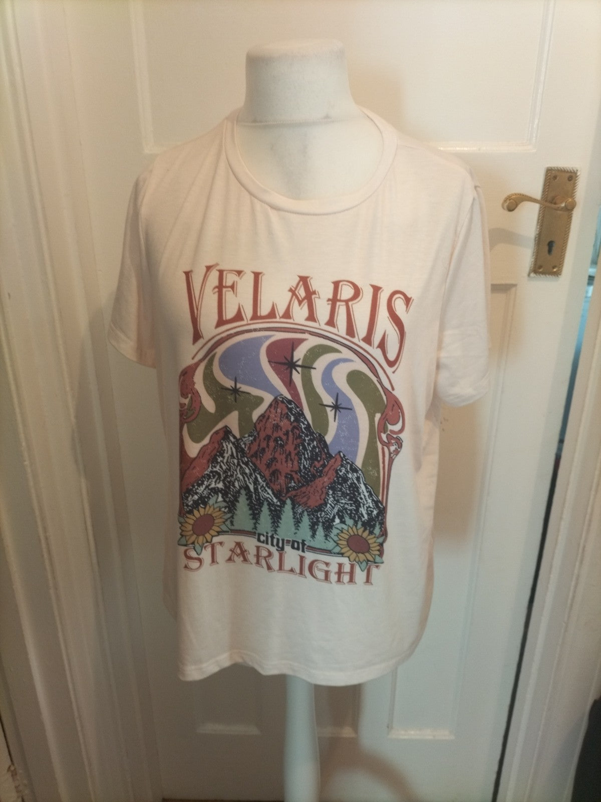 Mens 2xl Ivory Printed Short Sleeved Tshirt