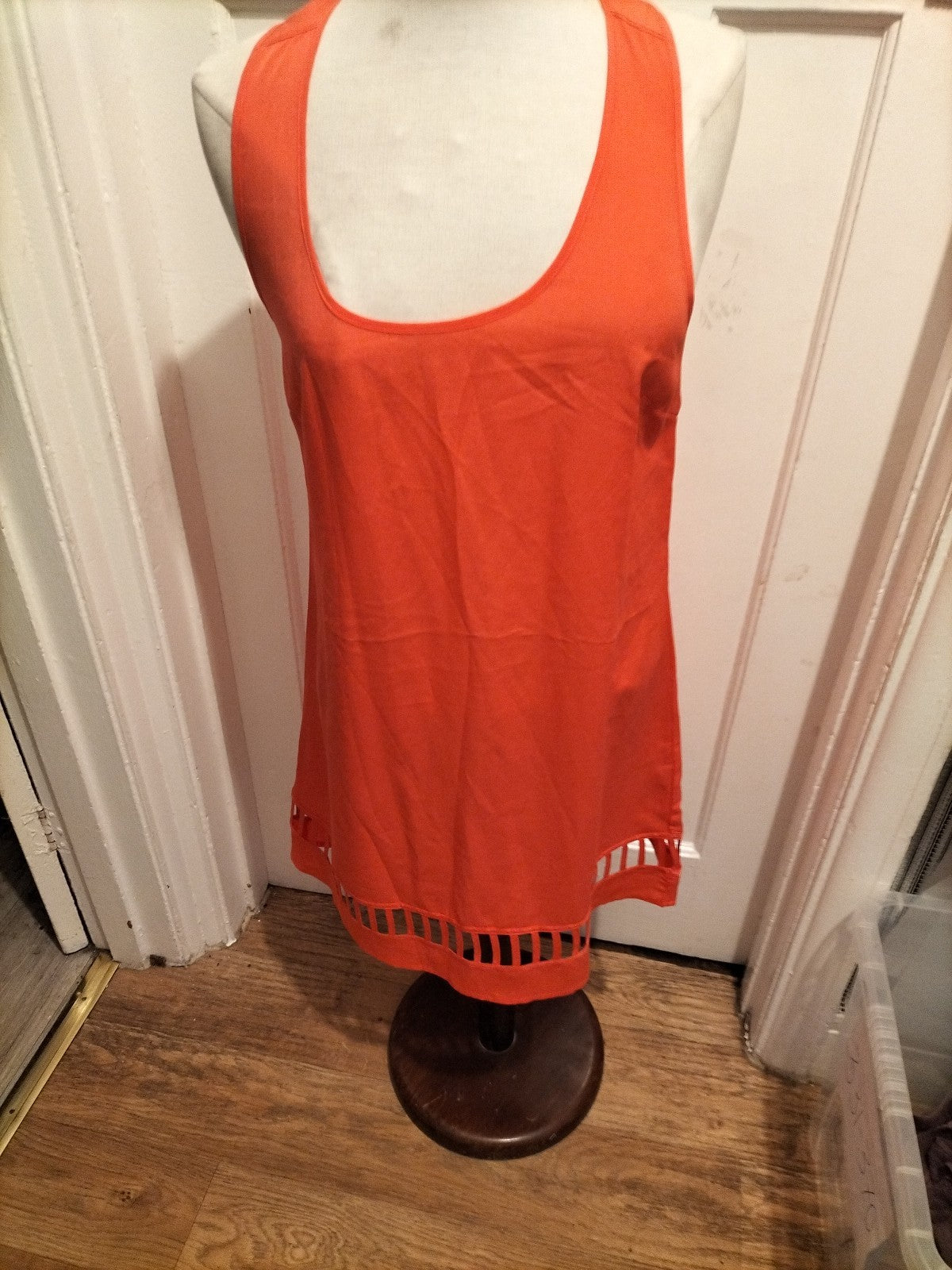 Ladies Asos Size 12 Bright Peach Sleeveless A Line Dress