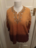 Ladies Love Field Size XL Brown Toned Long Sleeved Blouse