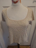 Ladies Alex&Co Size 16 Beige Bobble Detail Short Sleeved Heavy Blouse
