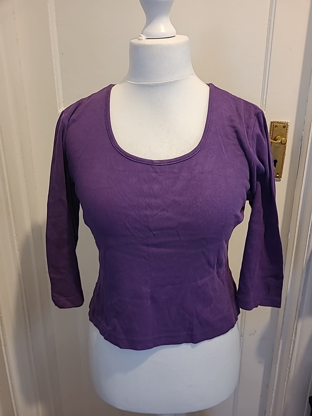 Ladies Nouveau Edition Size Medium Purple 3/4 Sleeved Tshirt