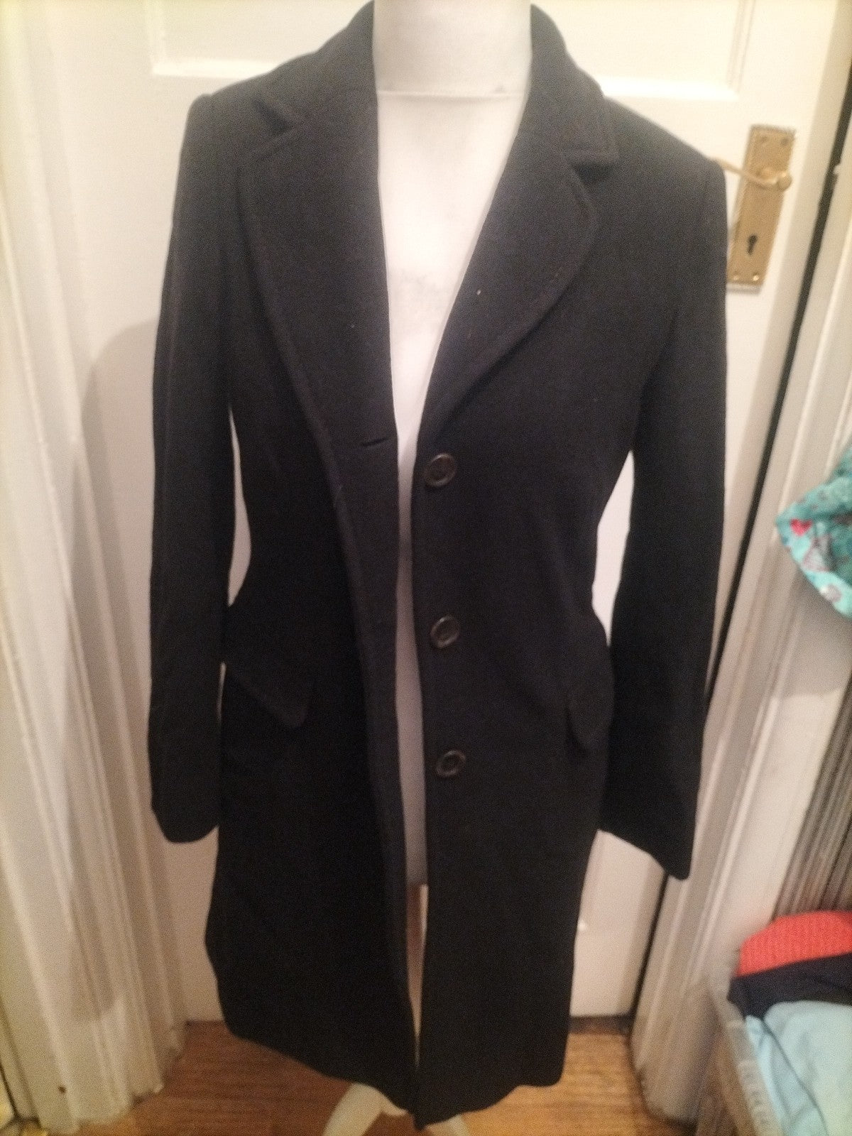 EU 36 Black Lined Overcoat
