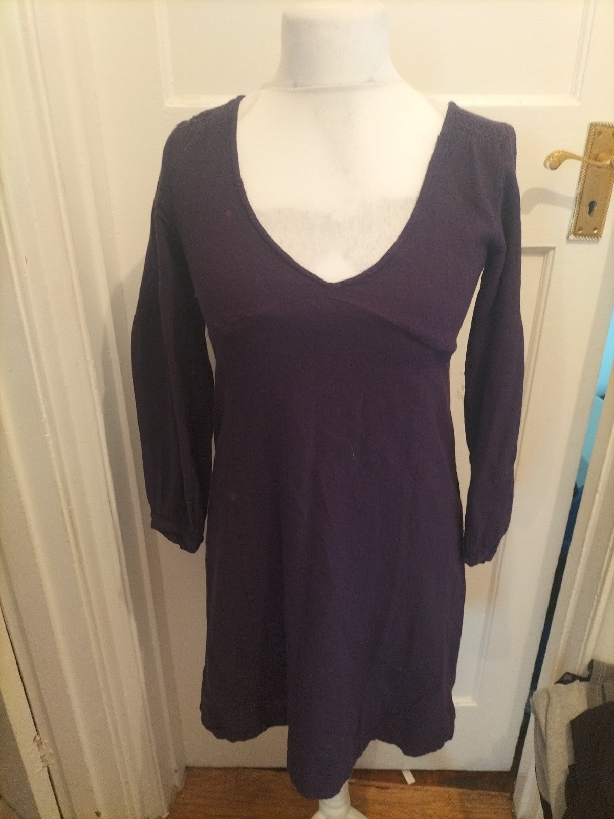 Ladies Noa Size M Dark Purple Long Sleeve Dress