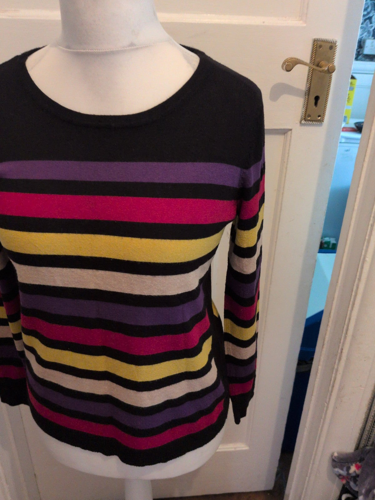 M&Co 14 Black With Stripes Long Sleeve Jumper
