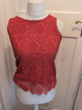 Dorothy Perkins 10 Orange Lace Floral Sleeveless Top