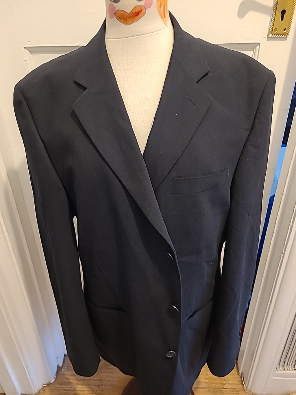 Mens Karl Jackson Size 44L Black Lined Padded Blazer