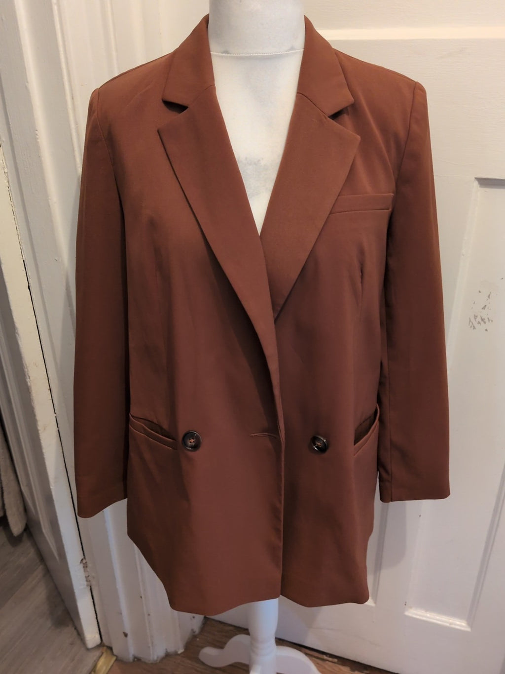 Brown 16 Lined Padded Blazer