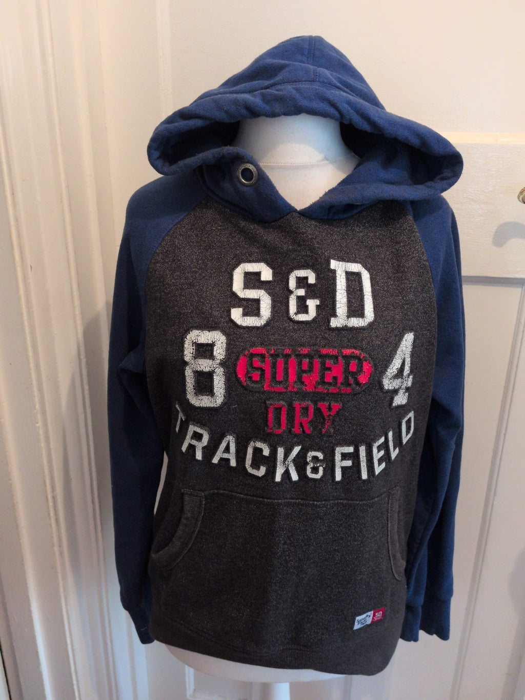 Superdry Track&Field Large Blue And Navy Pullover Hoodie