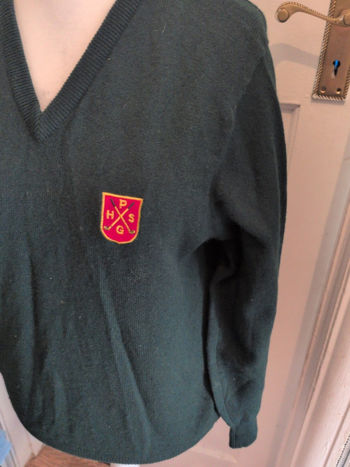 Medium Lambswool Bottle Green V Neck Jumper Balmoral