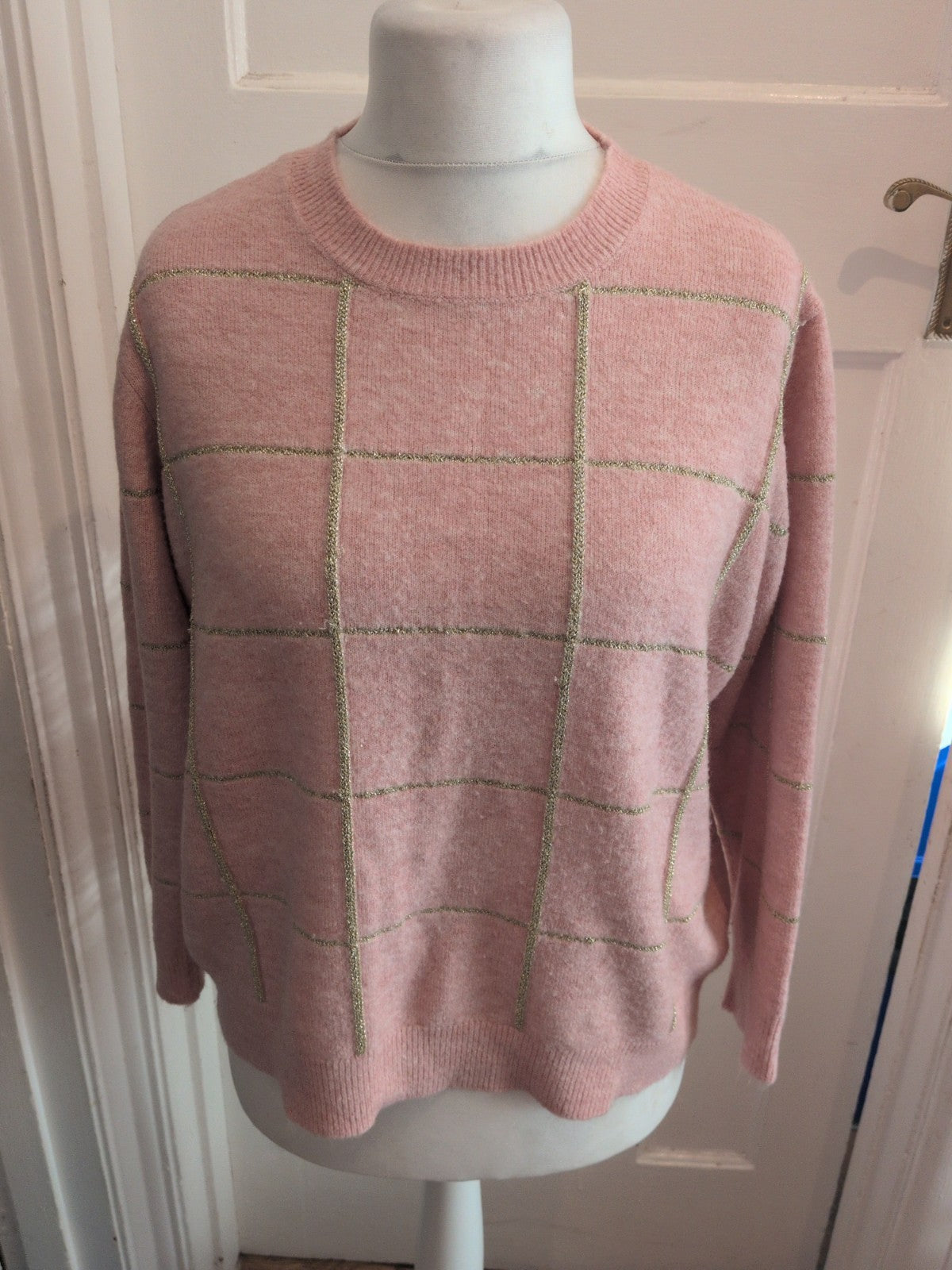 Ladies Bonmarche Size 18 Pink And Gold Pullover Jumper
