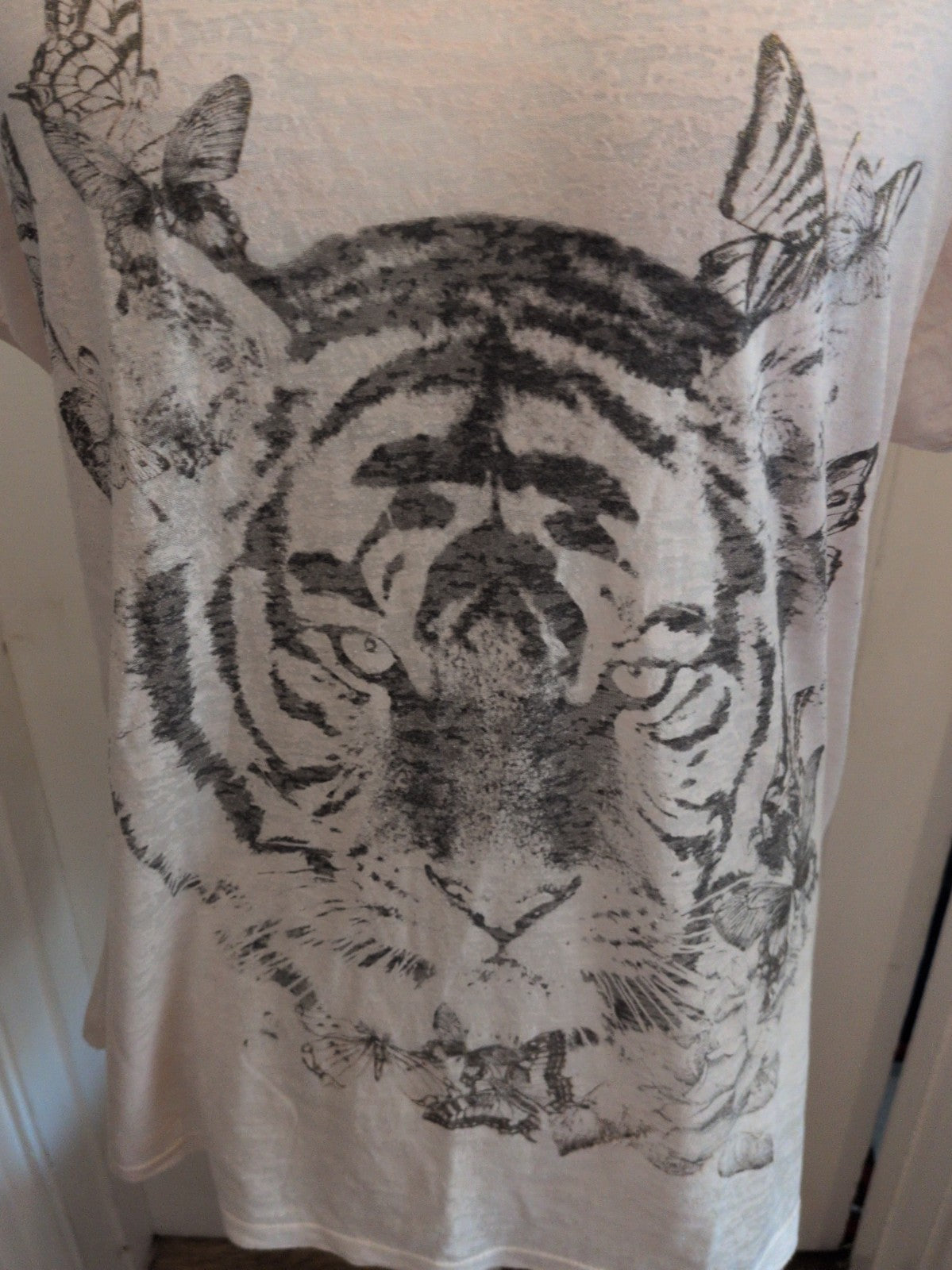 Ladies Next Size 16 Pale Pink Tiger Image Short Sleeve T-shirt