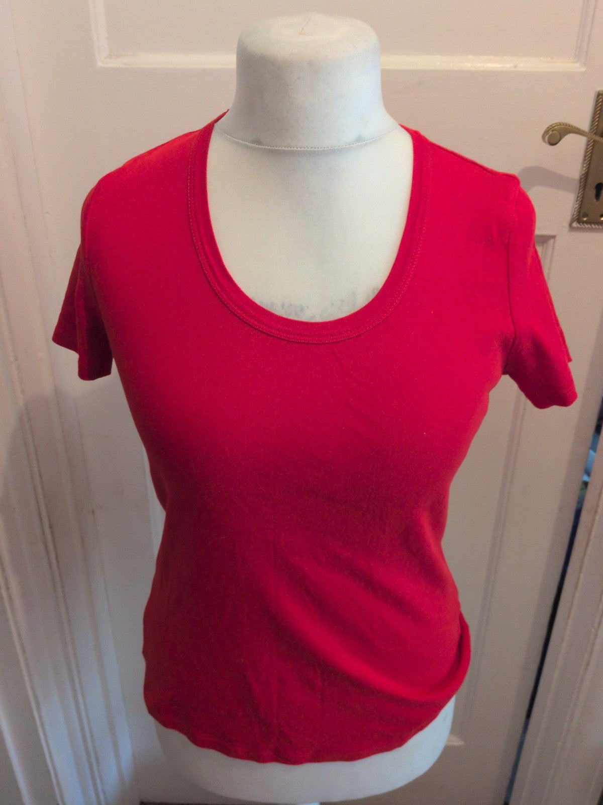 Ladies Marks And Spencer 14 Bright Red Short Sleeve T-shirt