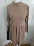 George 12 Taupe Long Sleeved Fit And Flare Dress