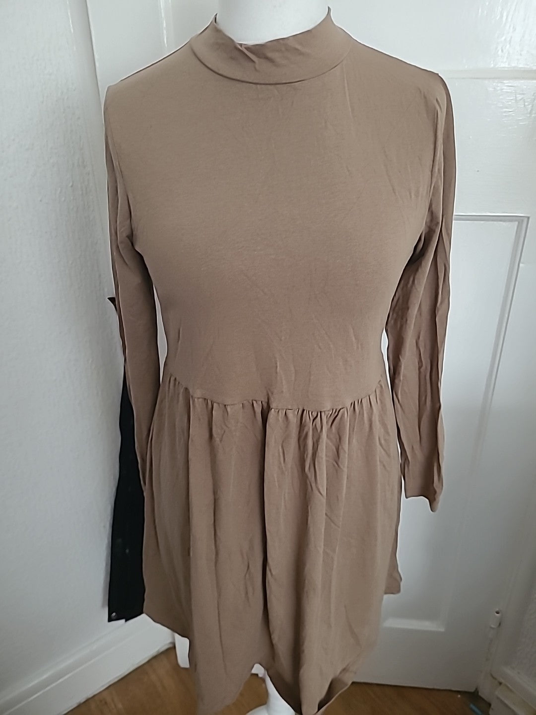 George 12 Taupe Long Sleeved Fit And Flare Dress