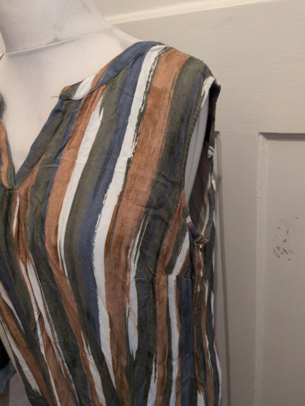 Collection L 20 Multicoloured Stripe V Neck Sleeveless Dress