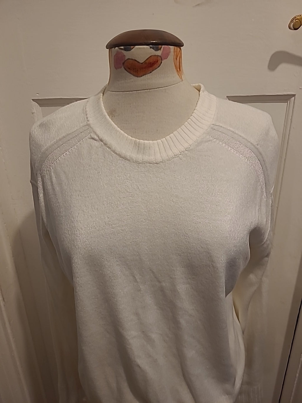 Mens Next Size Small White Ribbed Pullover Jumper