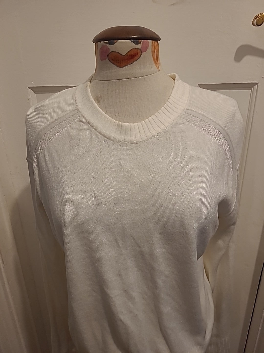 Mens Next Size Small White Ribbed Pullover Jumper