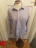 Mens Moss Bro Size 15.5" Regular Fit Purple Striped Long Sleeved Shirt
