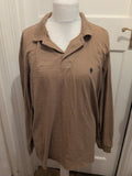 French Connection 2XL Brown Long Sleeve Polo Shirt