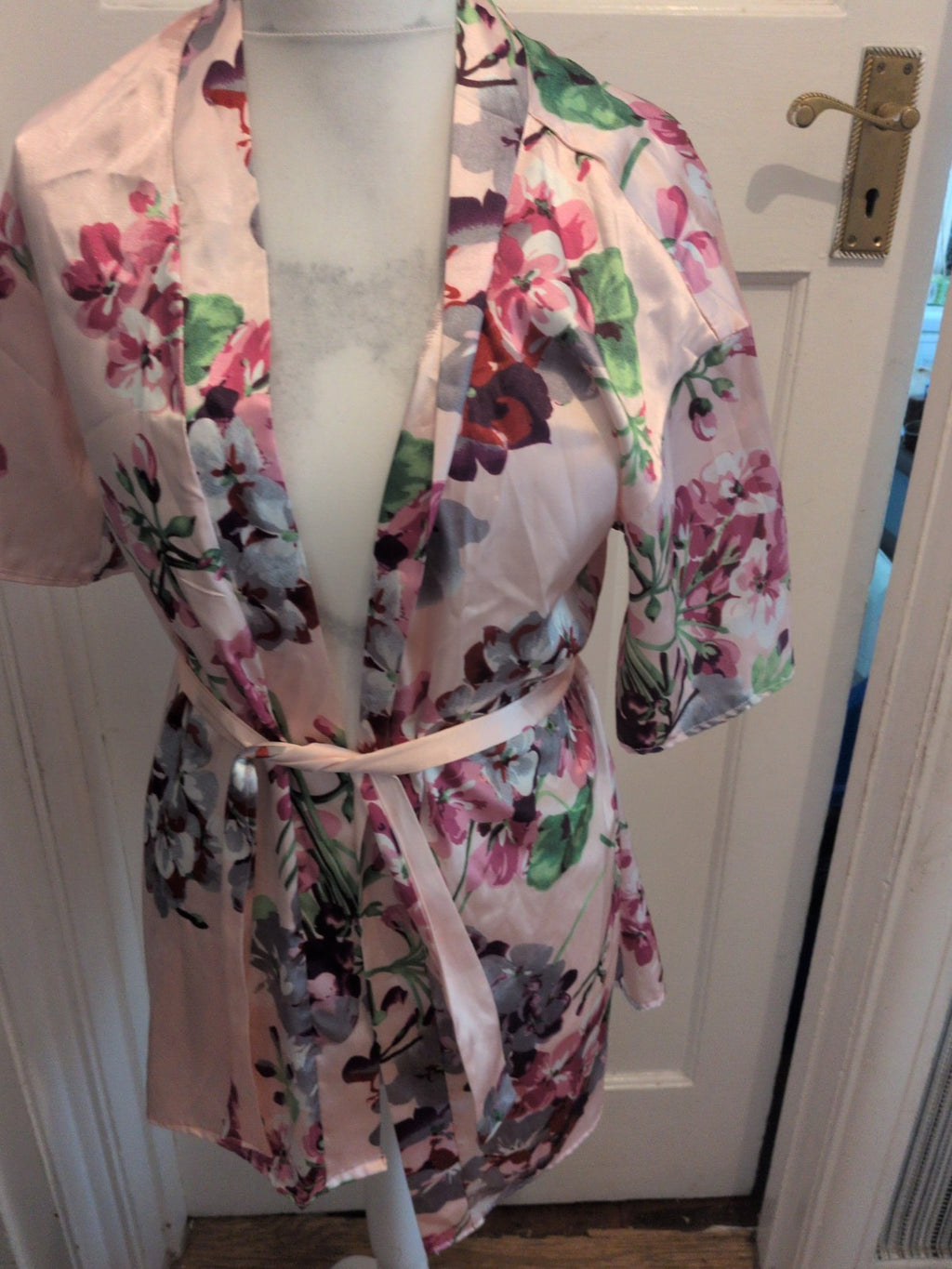 Small Floral Pink Belted Blouse Nightwear