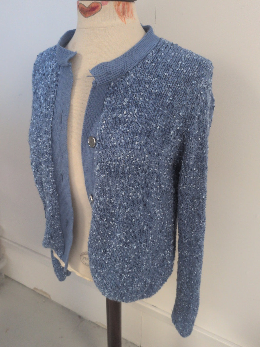 Honor Millburn Medium Blue Fleck Buttoned Cardigan