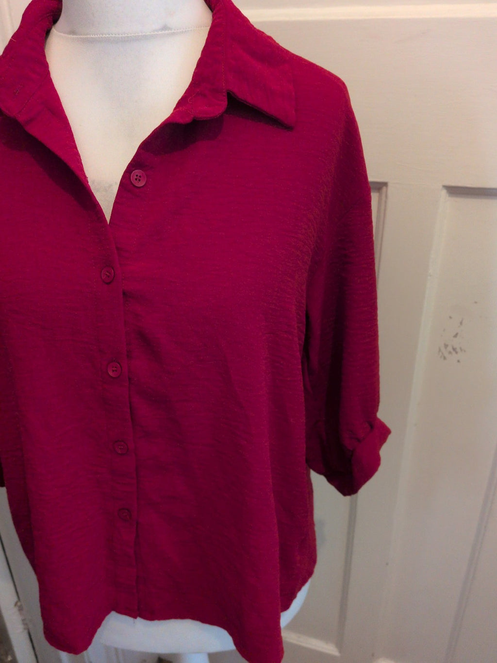 Shein Large Red Buttoned Blouse