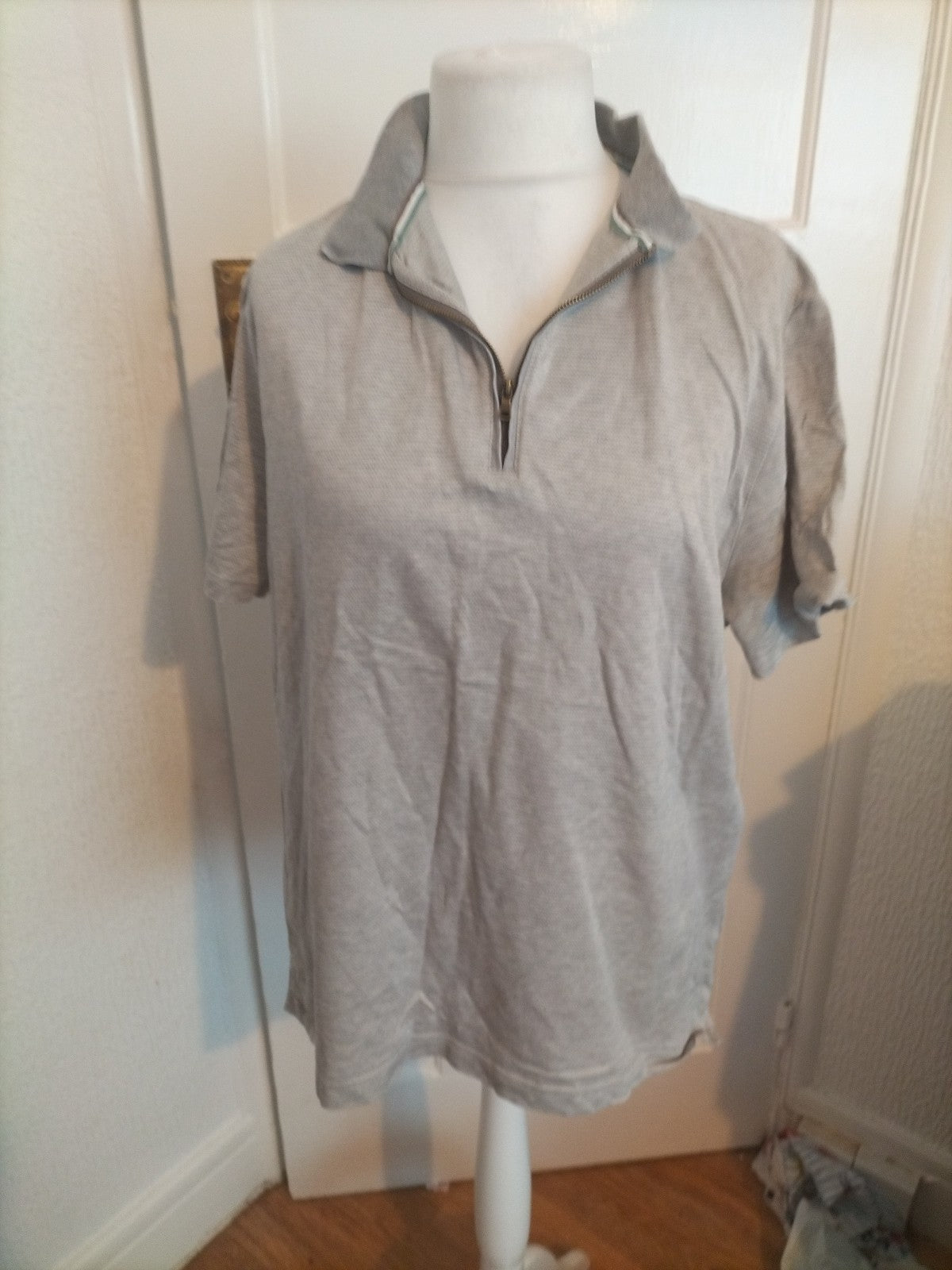 Mens Collezione Size 2XL Tailored Fit Grey Patterned Polo