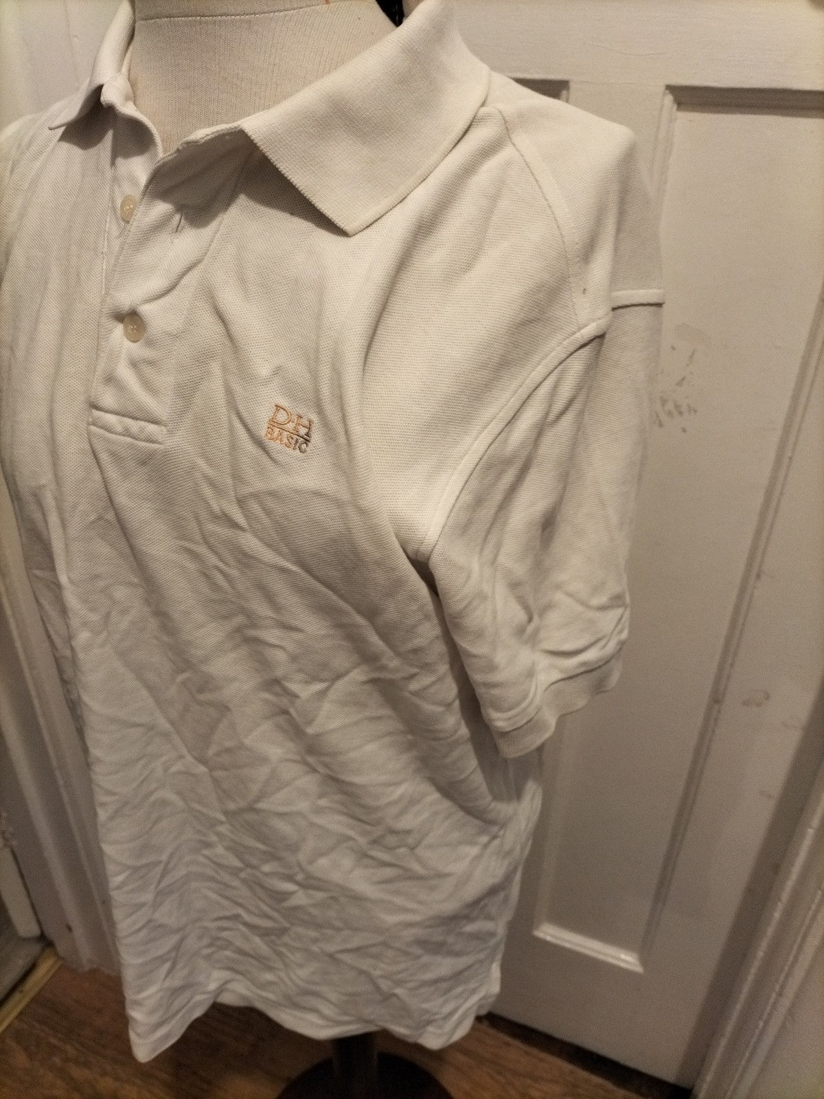 Mens Daniel Hechter Size Medium Cream Short Sleeve Polo Shirt