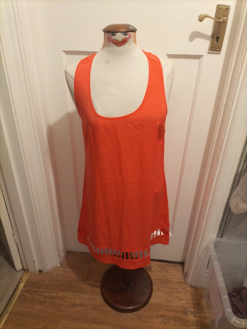 Ladies Asos Size 12 Bright Peach Sleeveless A Line Dress
