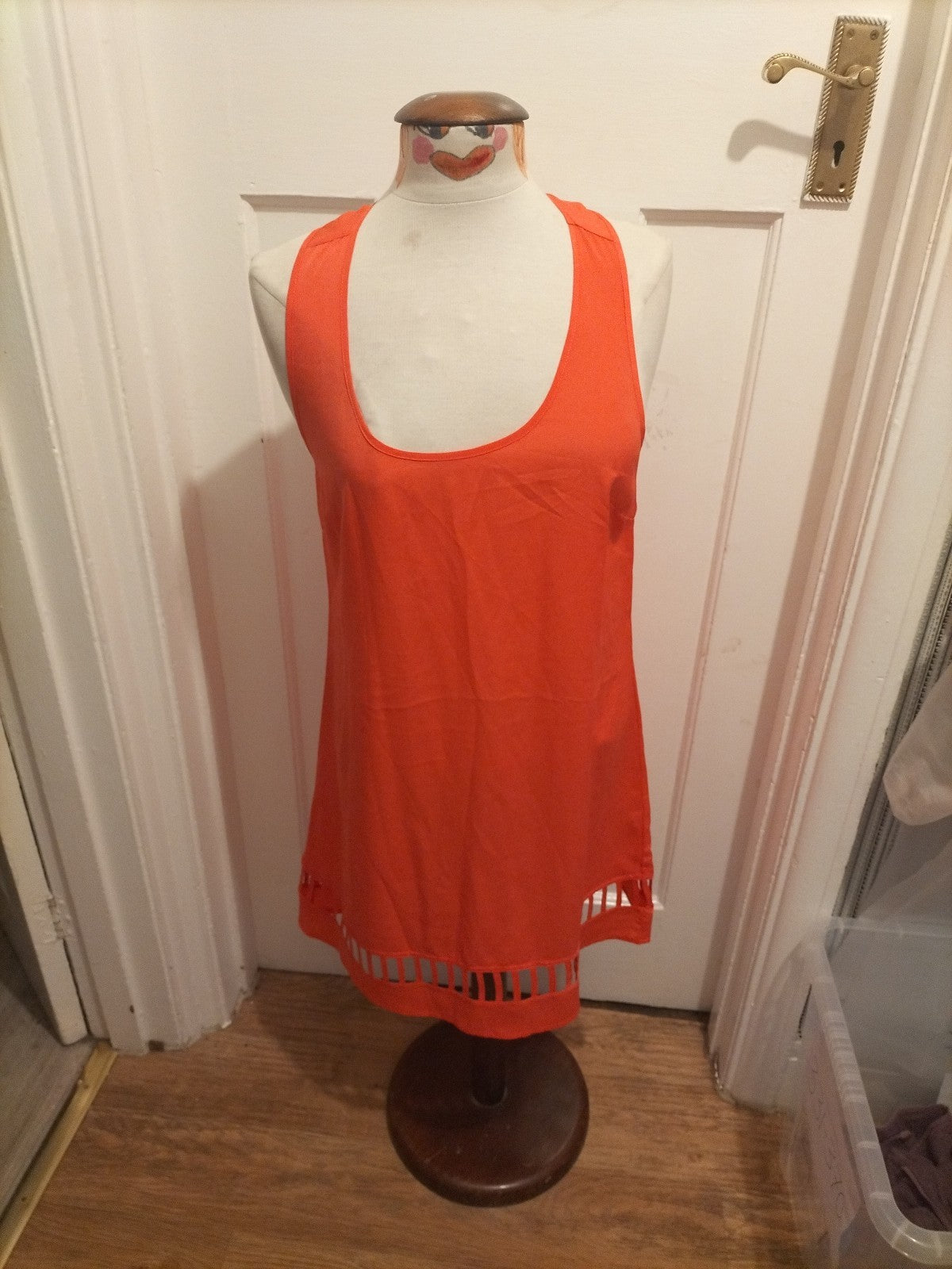 Ladies Asos Size 12 Bright Peach Sleeveless A Line Dress