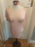 Ladies Size Large Pink Lace Short Sleeved Tshirt