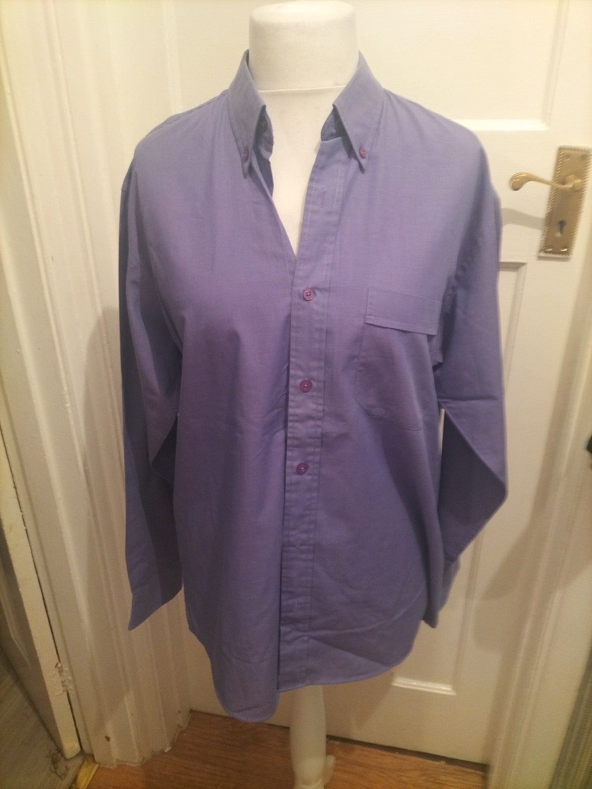 Mens Uno Jeff&Co Size 16 Cotton Rich Purple Long Sleeved Shirt