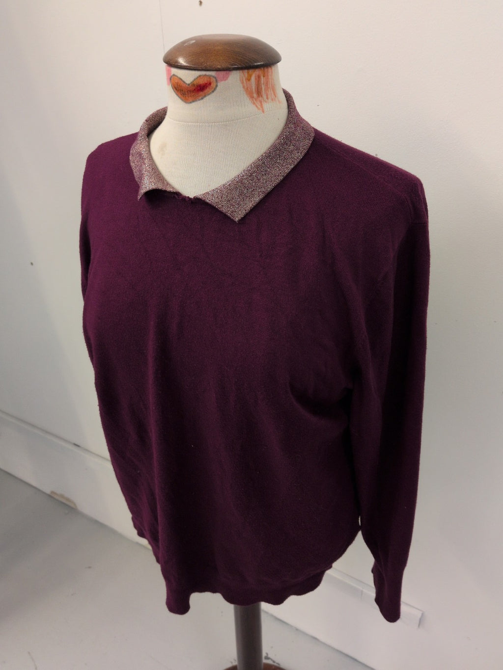 Oasis XL Purple Collared Long Sleeve Jumper